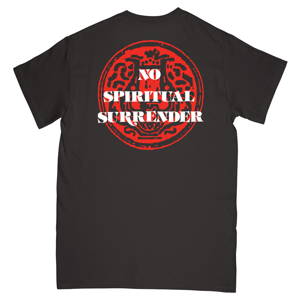 Inside Out No Spiritual Surrender red print T-shirt back