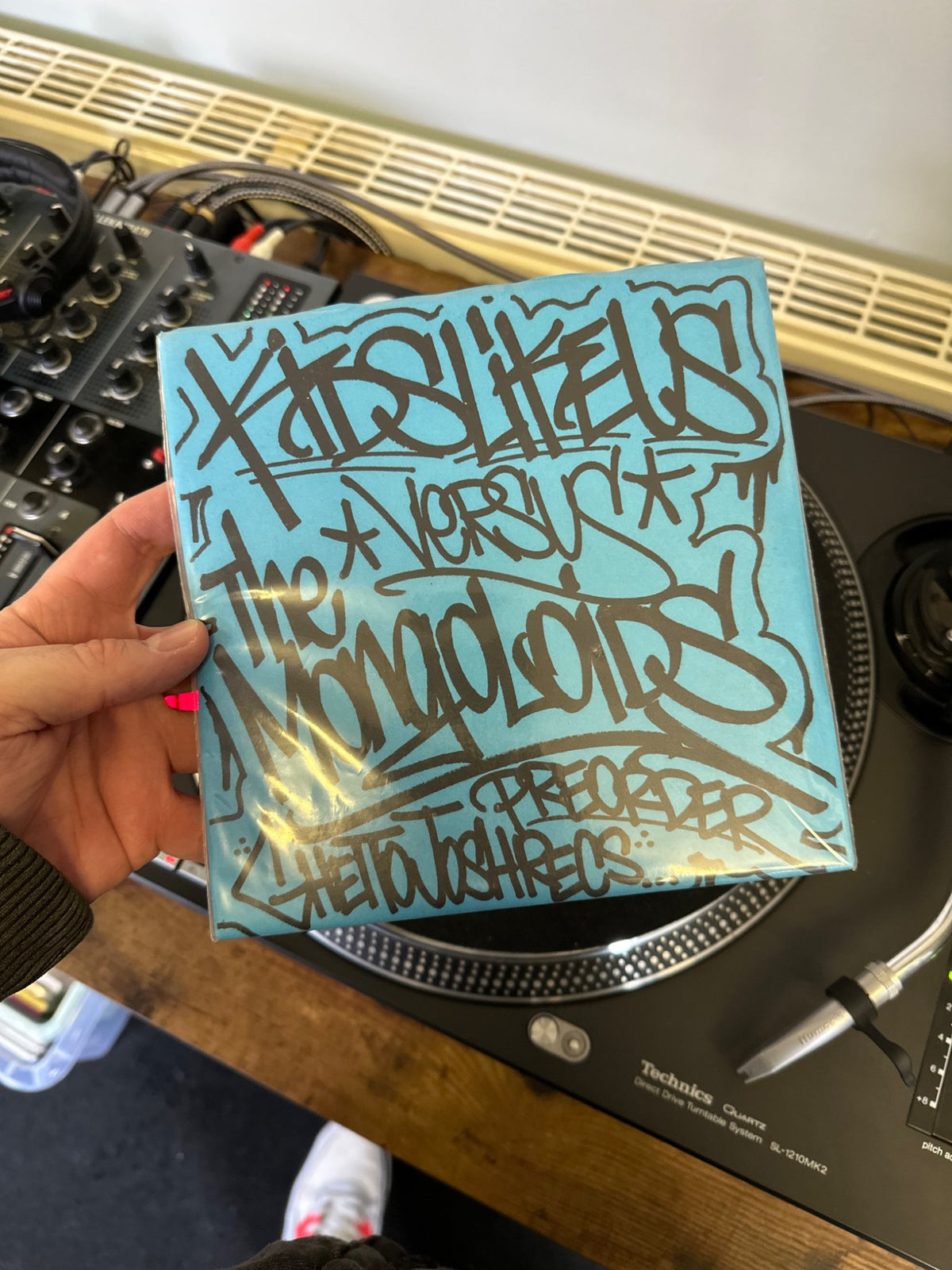 Kids Like Us / The Mongoloids split blue preorder sleeve
