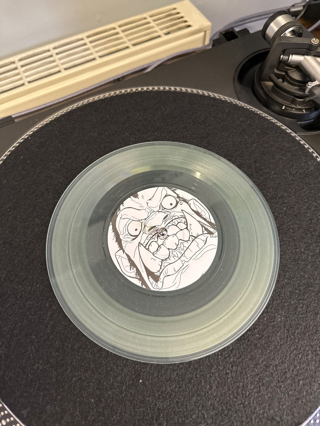 Kids Like Us / The Mongoloids split clear 7-inch vinyl