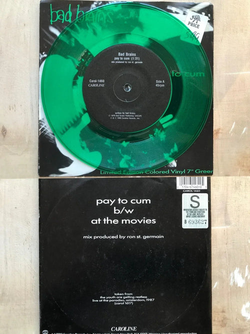 Bad Brains – Pay to Cum / At the Movies (Live). Original eBay seller photo of sleeve and record.