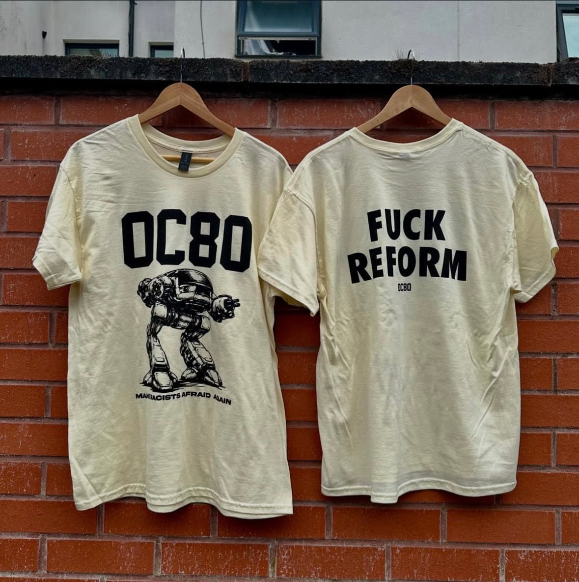 OC80 “Make Racists Afraid Again” T-Shirt — Natural front and back